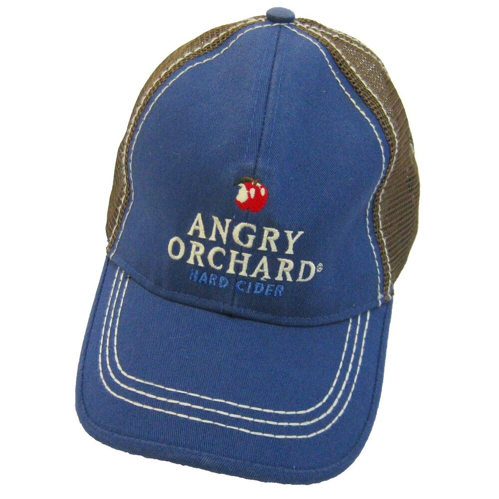ANGRY ORCHARD Hard Cider Men's Blue Baseball Cap Mesh Trucker Hat Adult Snapback